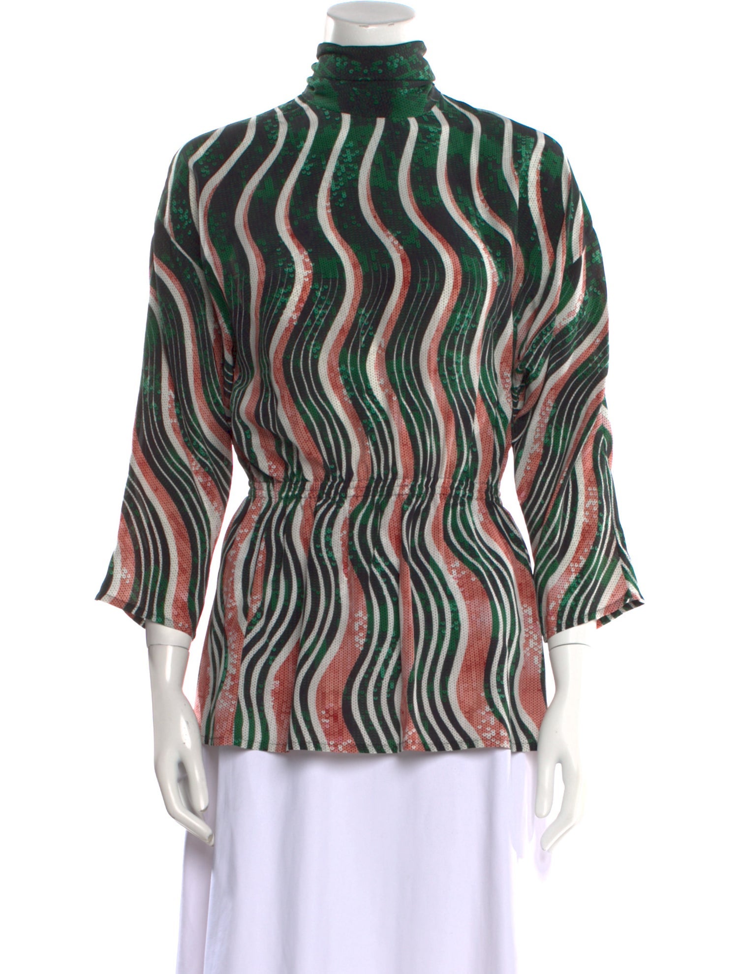 Mary Katrantzou Striped Turtleneck Blouse w/ Tags
