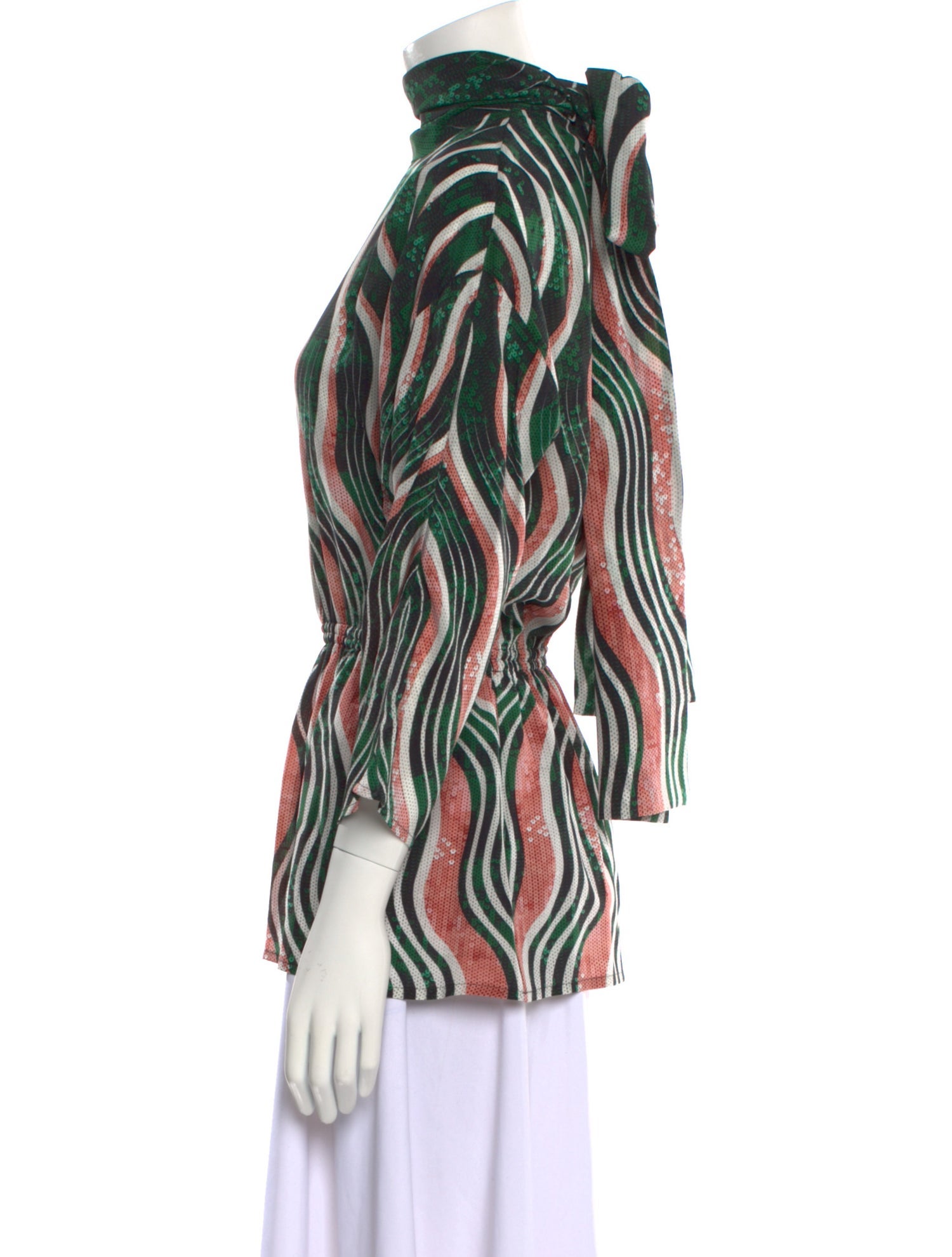 Mary Katrantzou Striped Turtleneck Blouse w/ Tags