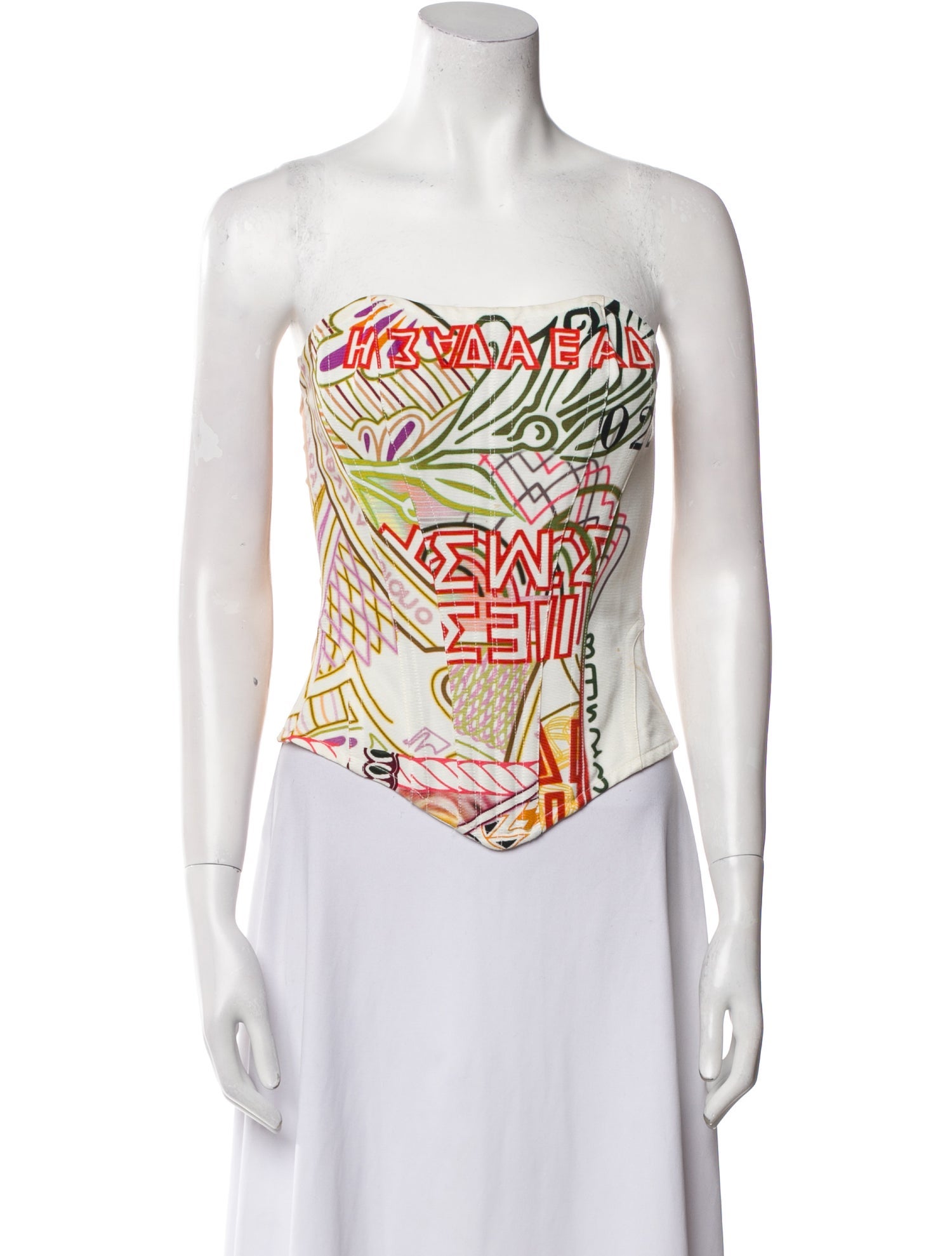 Mary Katrantzou Printed Strapless Crop Top