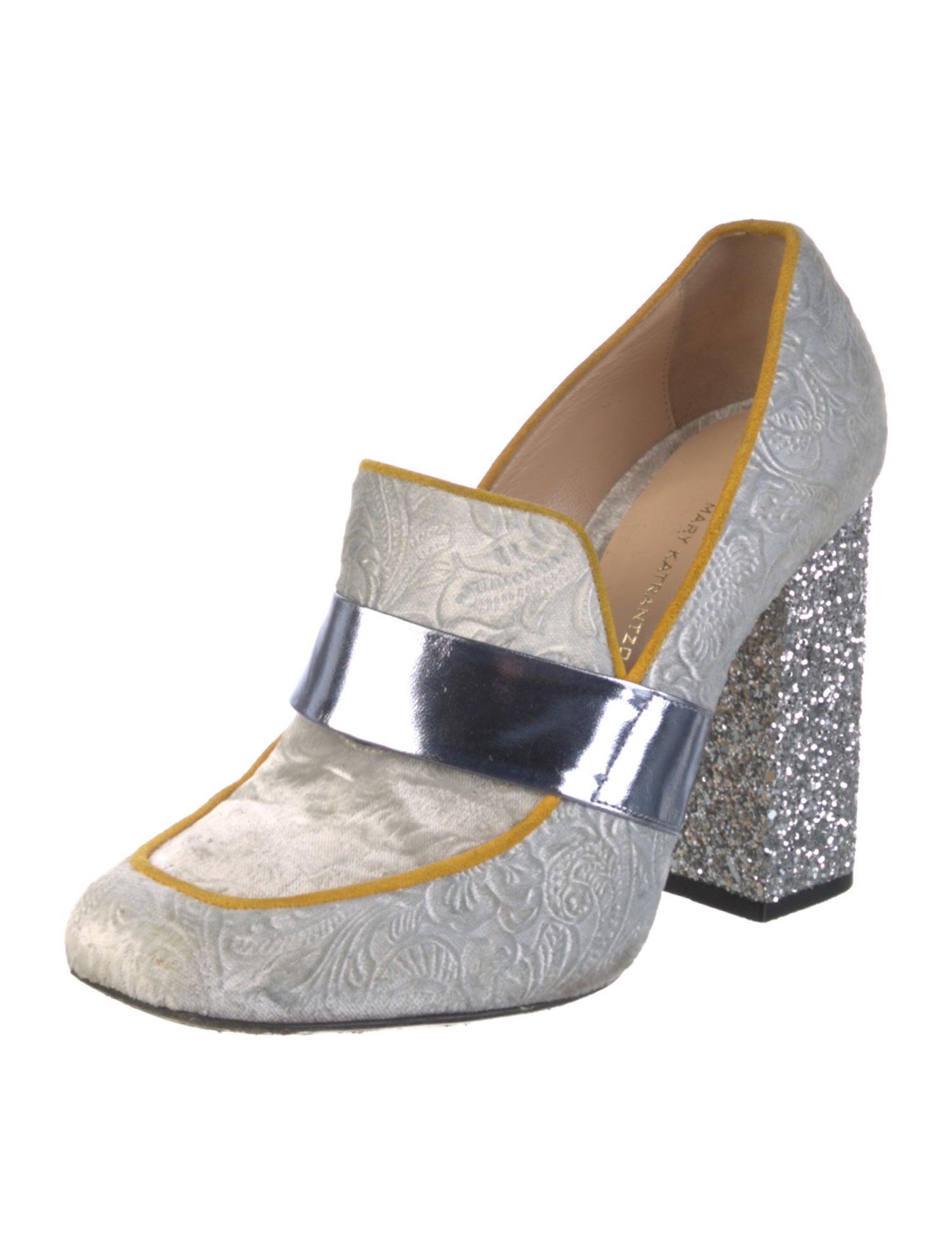 Mary Katrantzou Velvet Glitter Accents Mules