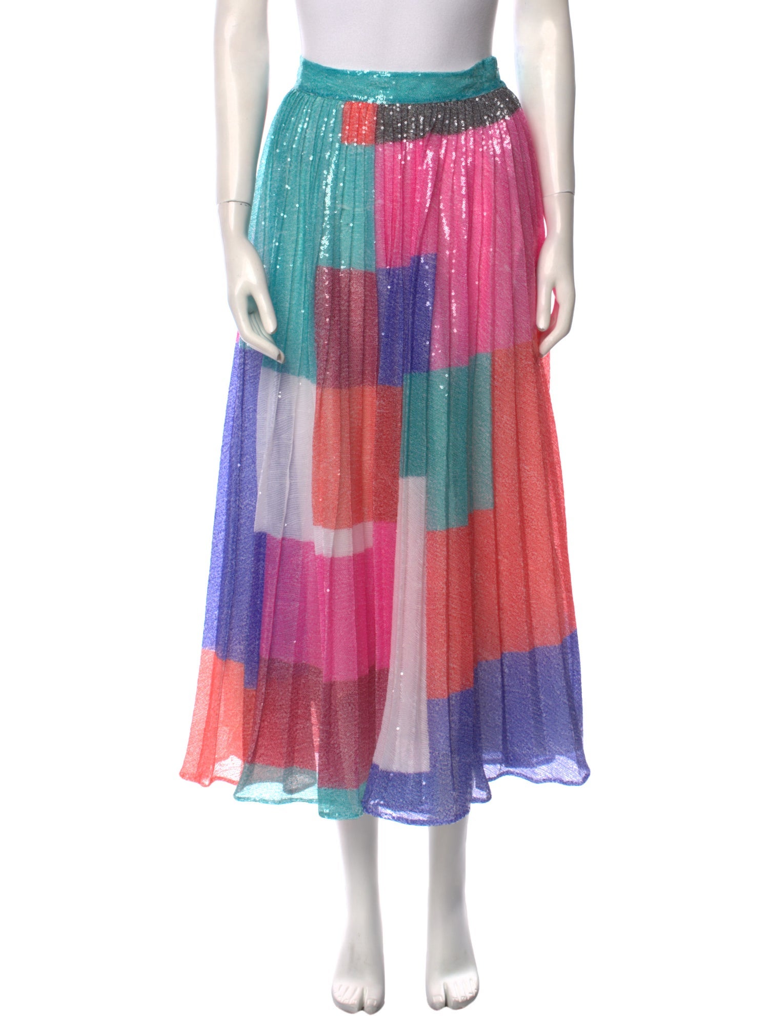 Mary Katrantzou Colorblock Pattern Midi Length Skirt