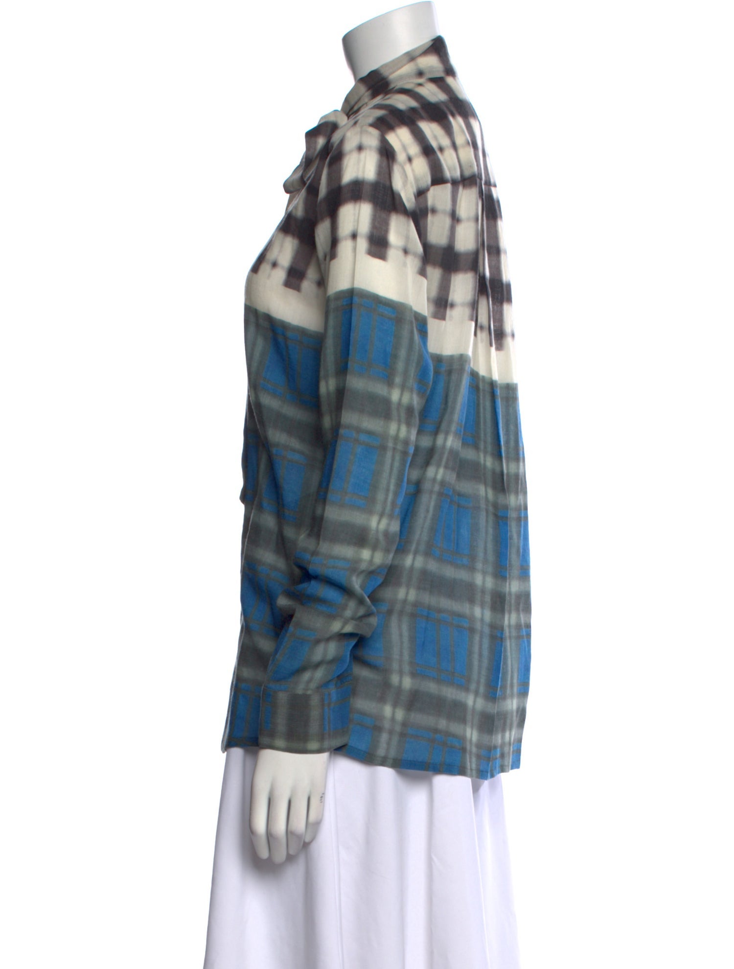 Mary Katrantzou Fleece Plaid Print Button-Up Top