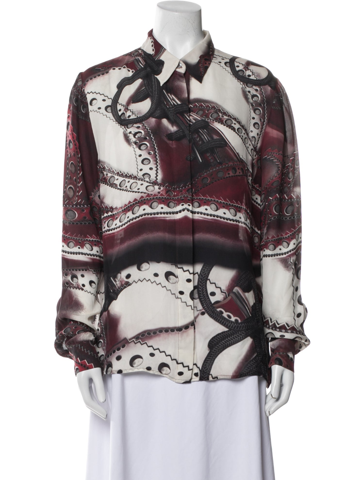 Mary Katrantzou Silk Printed Button-Up Top