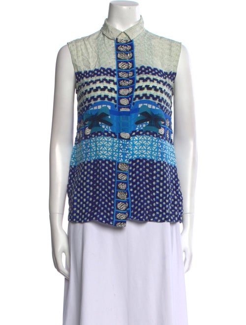 Mary Katrantzou Silk Printed Button-Up Top