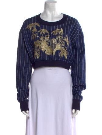 Mary Katrantzou Striped Crew Neck Crop Top