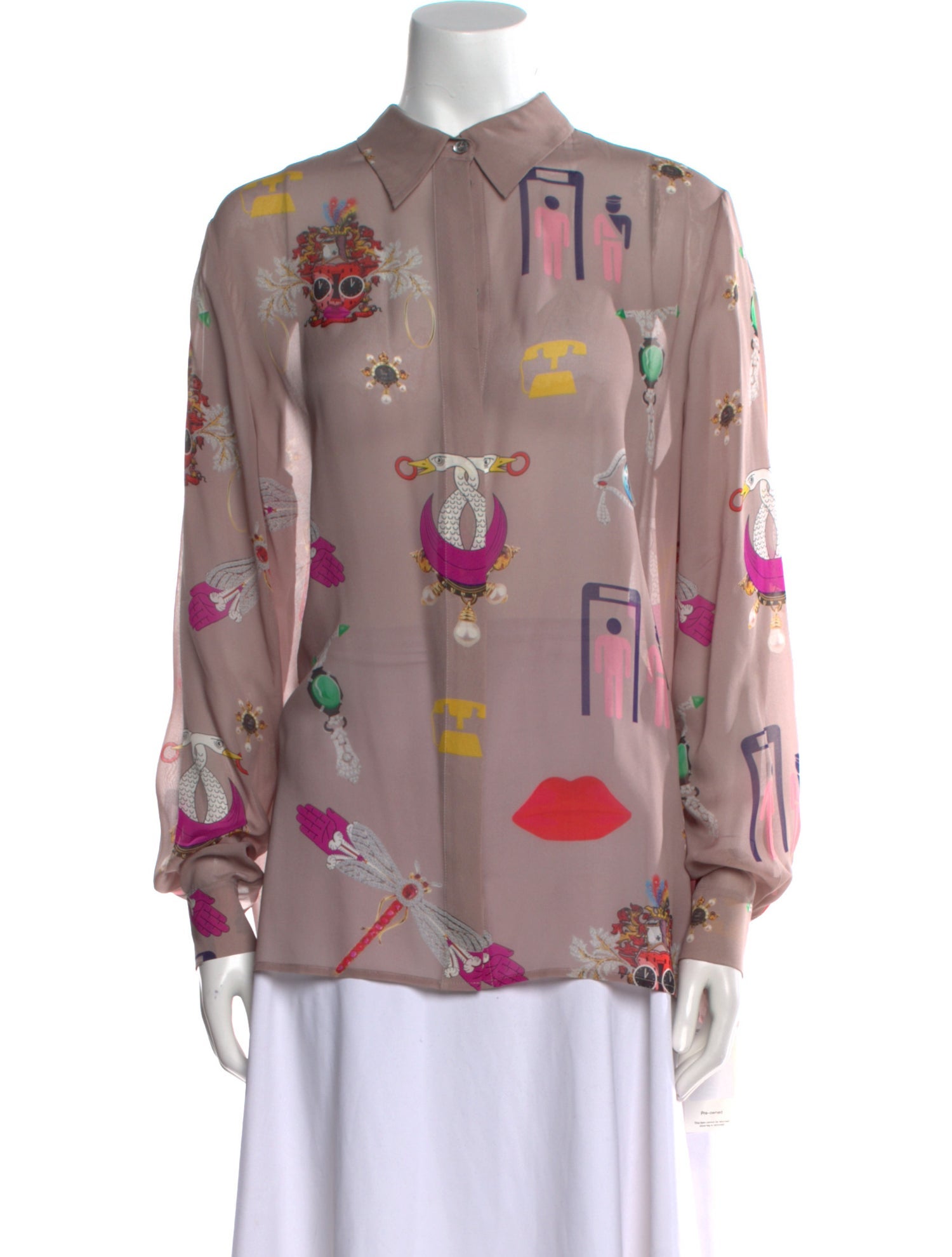 Mary Katrantzou Silk Printed Button-Up Top