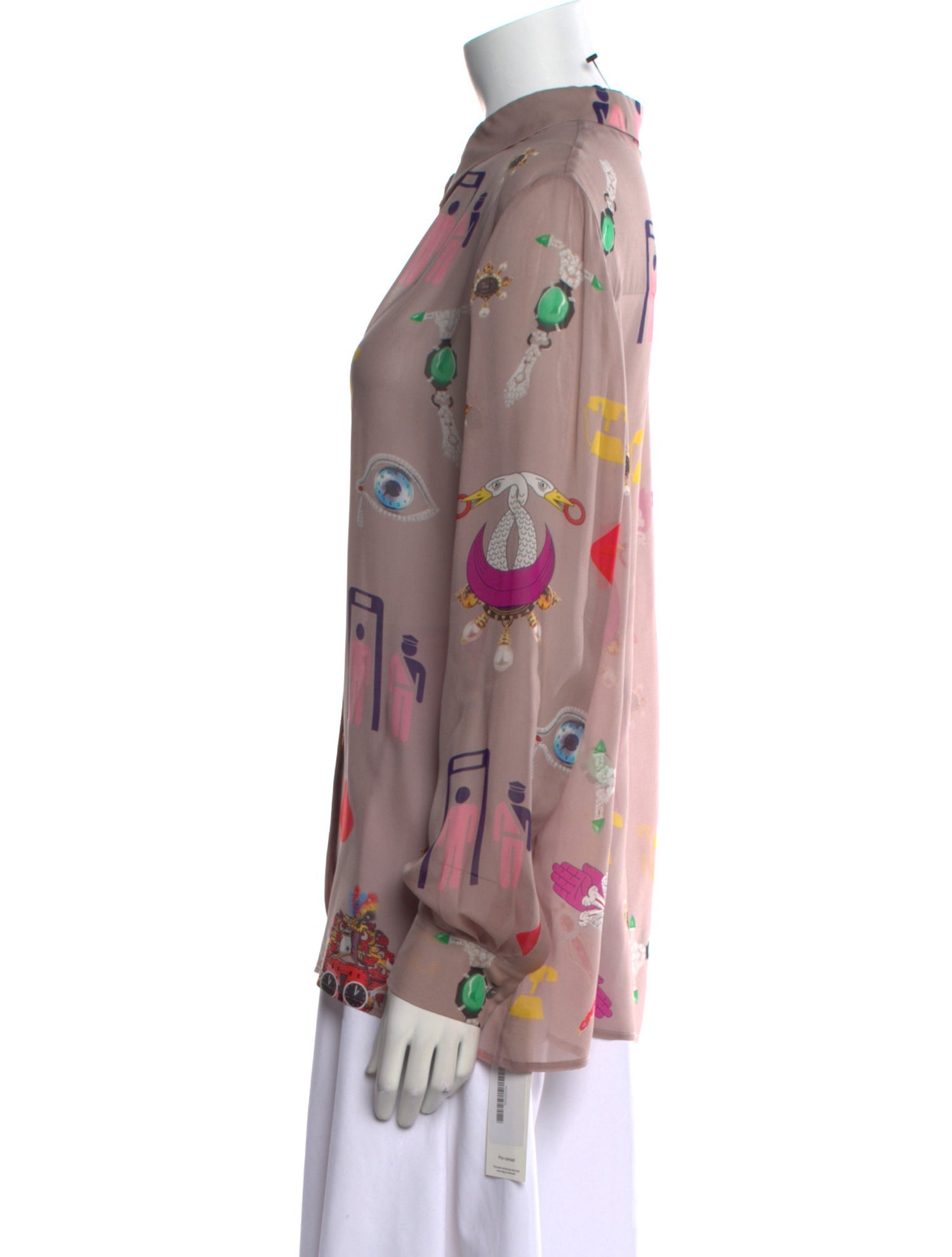 Mary Katrantzou Silk Printed Button-Up Top