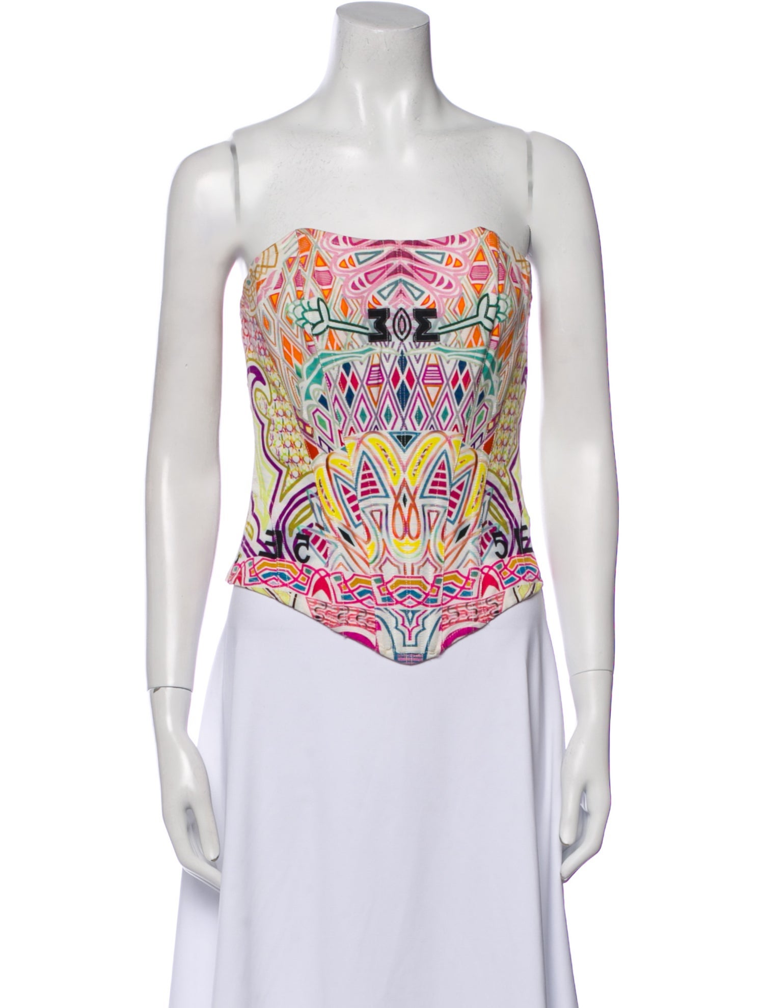 Mary Katrantzou Printed Strapless Crop Top