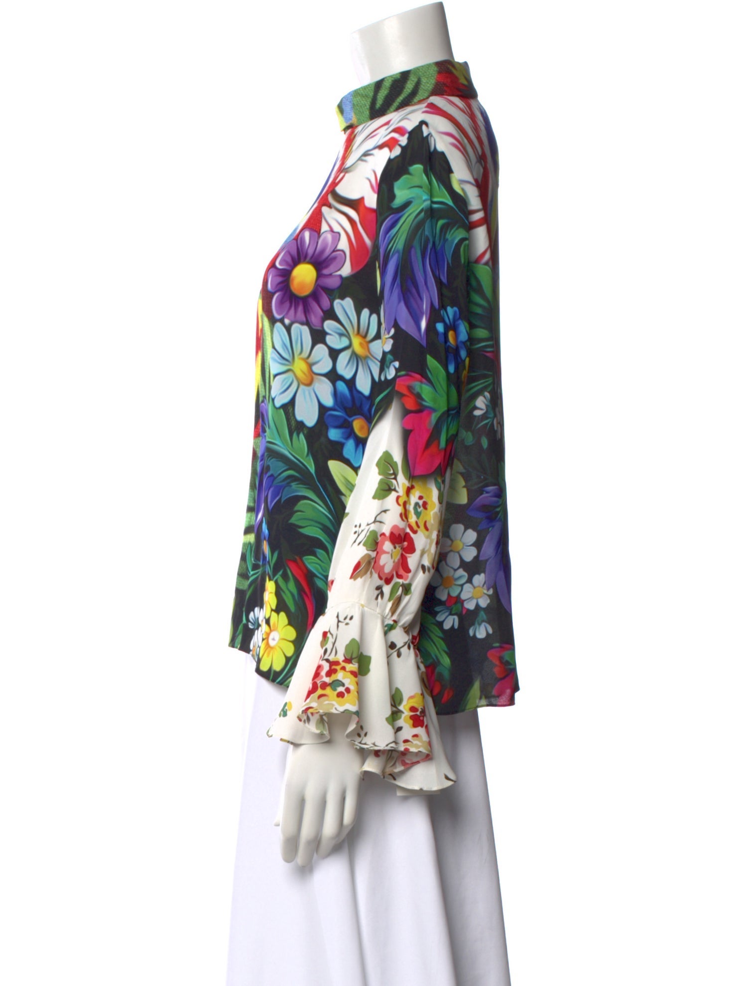 Mary Katrantzou Floral Print Mock Neck Blouse
