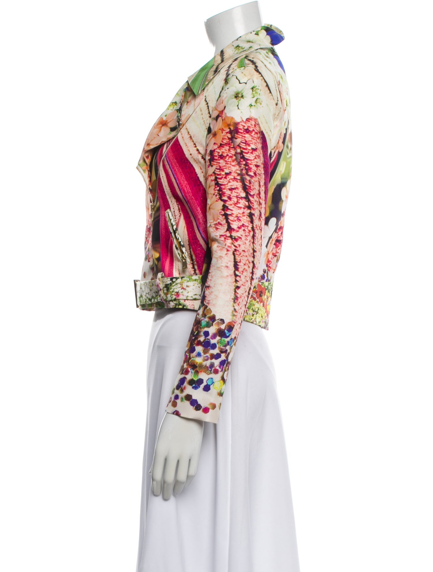 Mary Katrantzou Silk Printed Biker Jacket