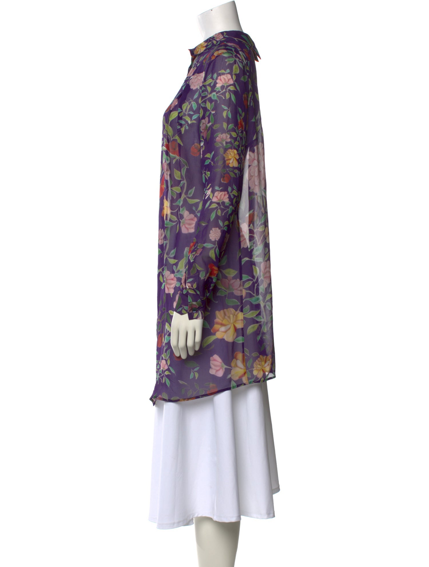 Mary Katrantzou Silk Floral Print Button-Up Top