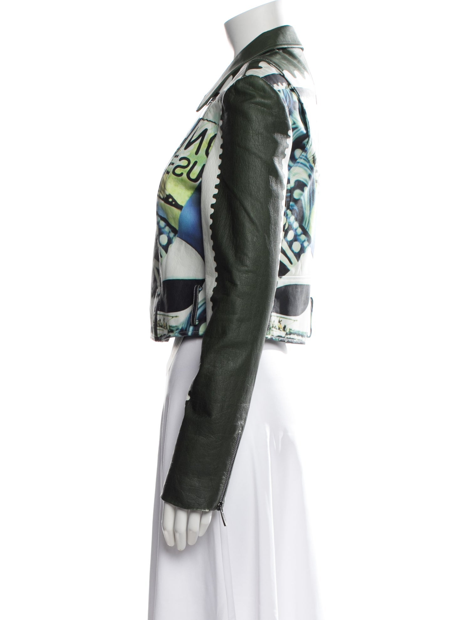 Mary Katrantzou Wool Graphic Print Biker Jacket