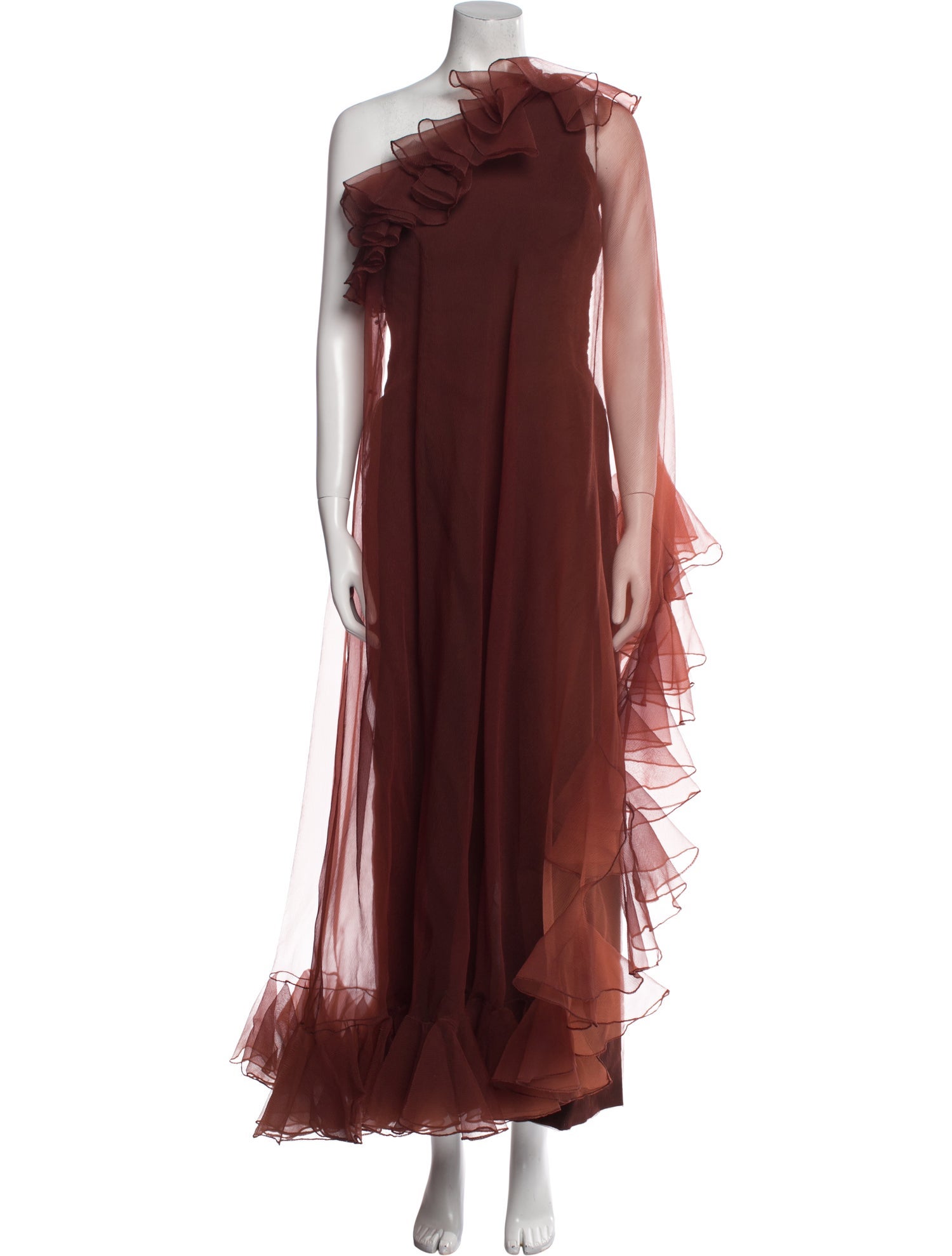 Malcolm Starr One-Shoulder Long Dress