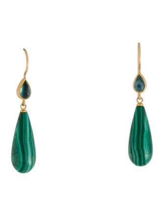 Mallary Marks 22K Malachite & Tourmaline Eve Drop Earrings