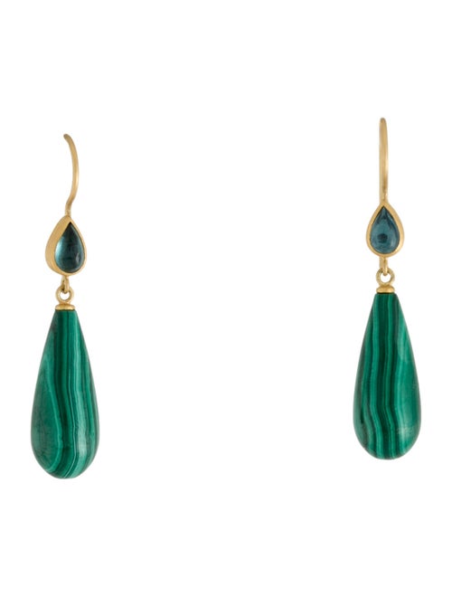 Mallary Marks 22K Malachite & Tourmaline Eve Drop Earrings