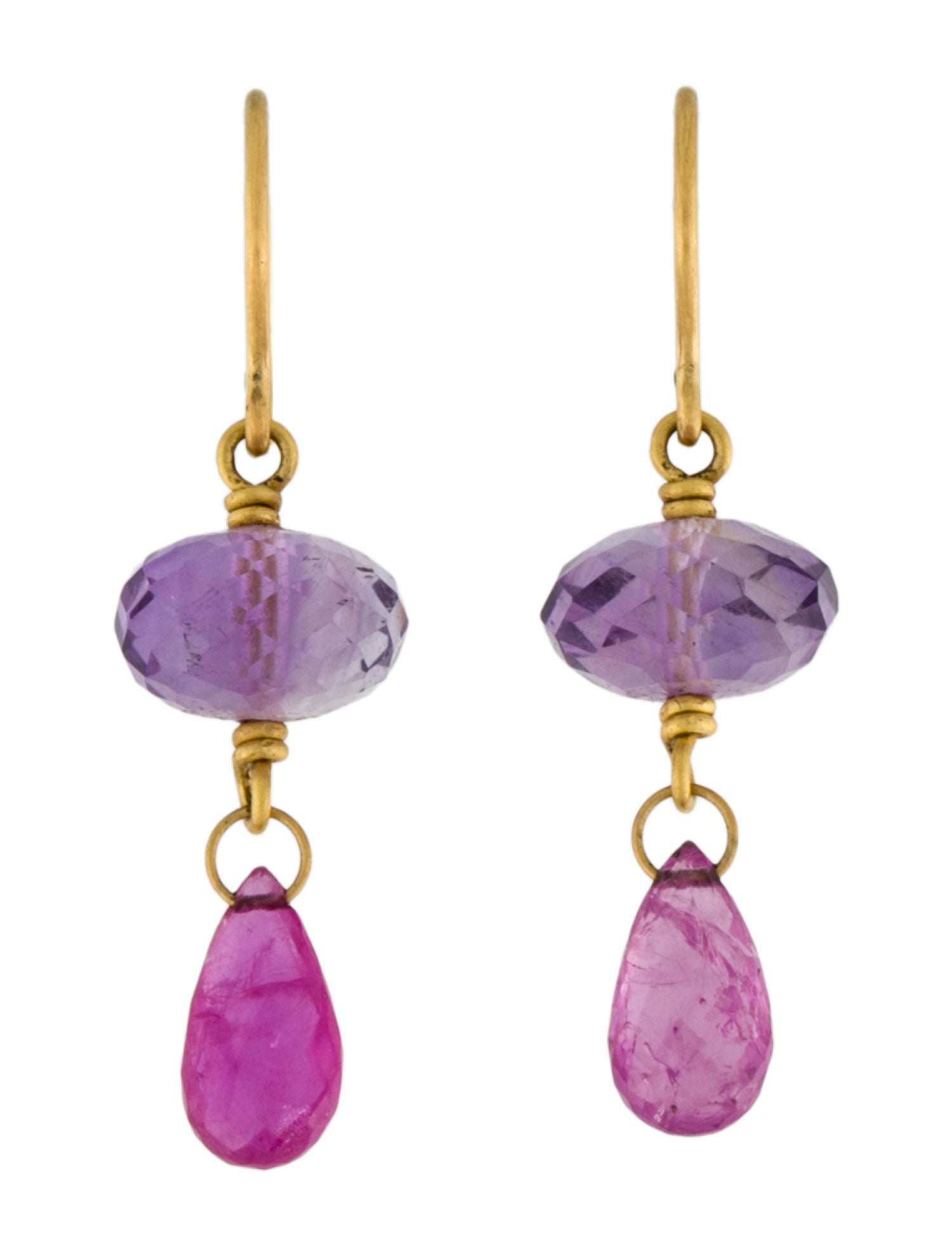 Mallary Marks 18K Sapphire & Amethyst Drop Earrings