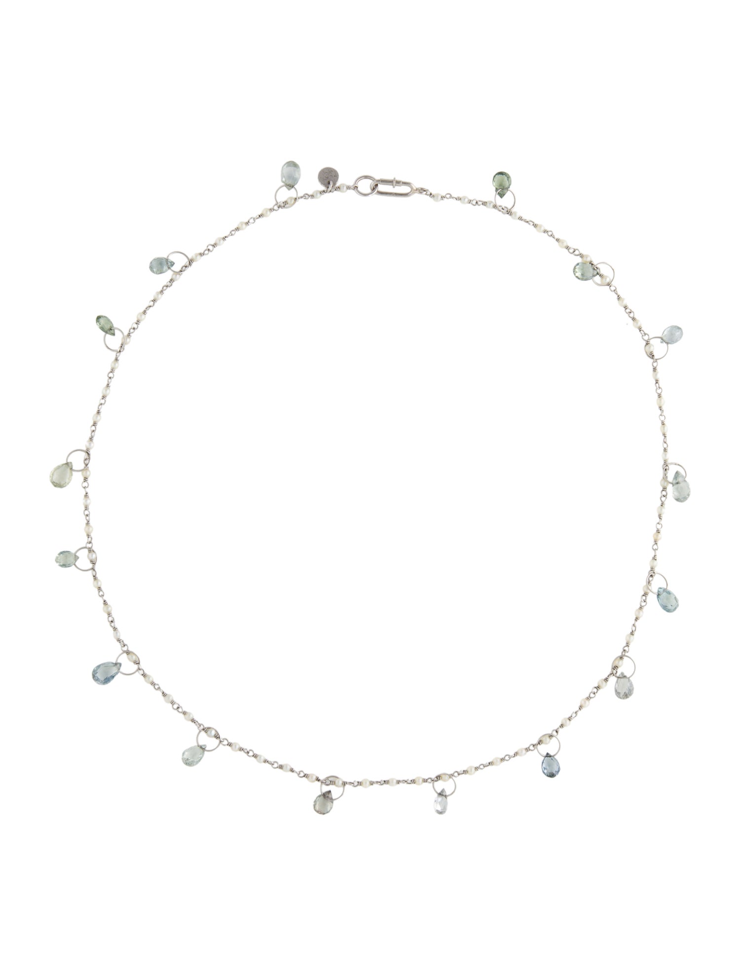 Mallary Marks Platinum Pearl & Sapphire Station Necklace