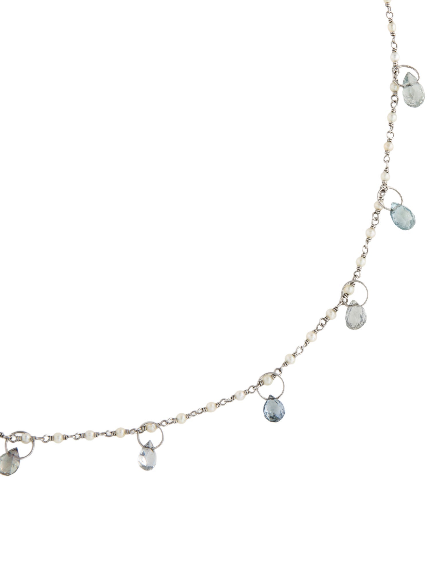 Mallary Marks Platinum Pearl & Sapphire Station Necklace
