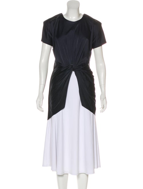 Marni Satin Knot-Accent Blouse Navy