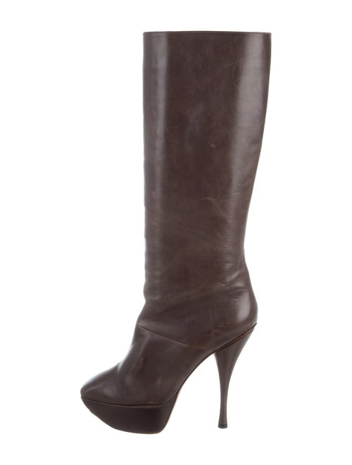 Marni Leather Knee-High Boots Brown