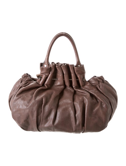 Marni Grained Leather Satchel silver