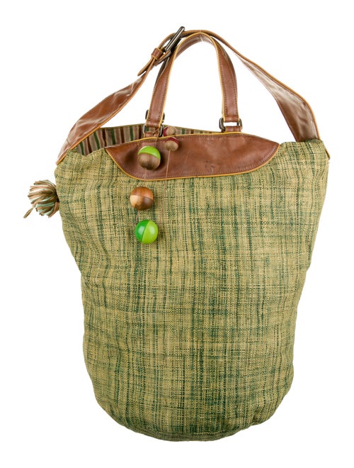 Marni Leather-Trimmed Satchel Olive