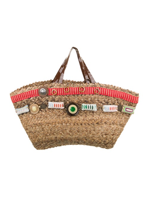 Marni Embellished Straw Tote Natural