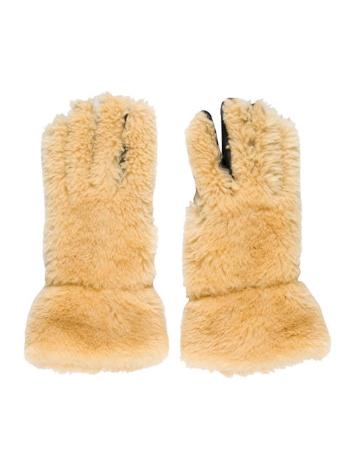 Marni Leather Shearling Gloves Tan