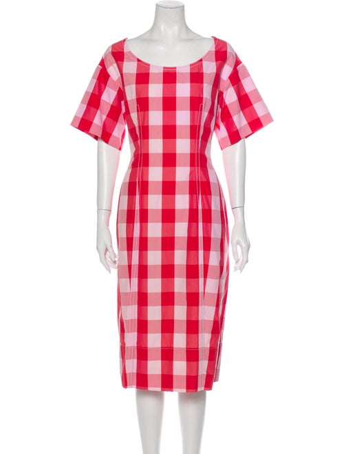 Marni Plaid Midi Dress Pink