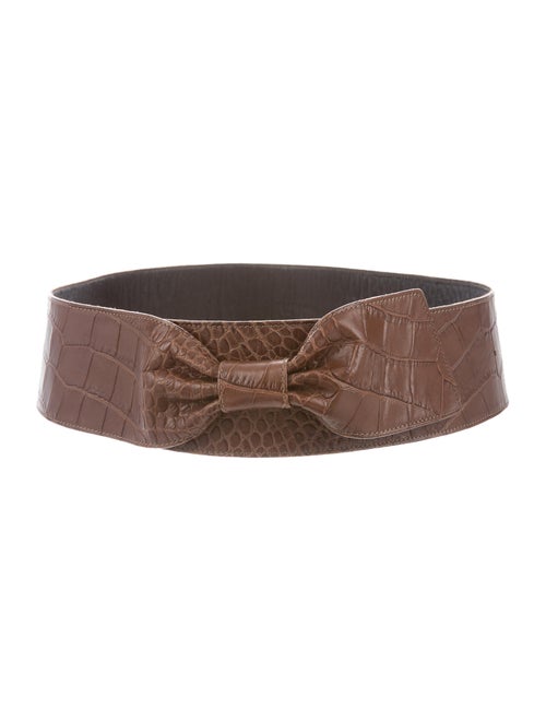 Marni Crocodile Wide Waist Belt Brown