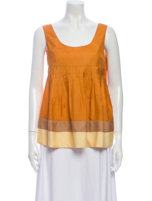 Marni Colorblock Pattern Scoop Neck Top Orange