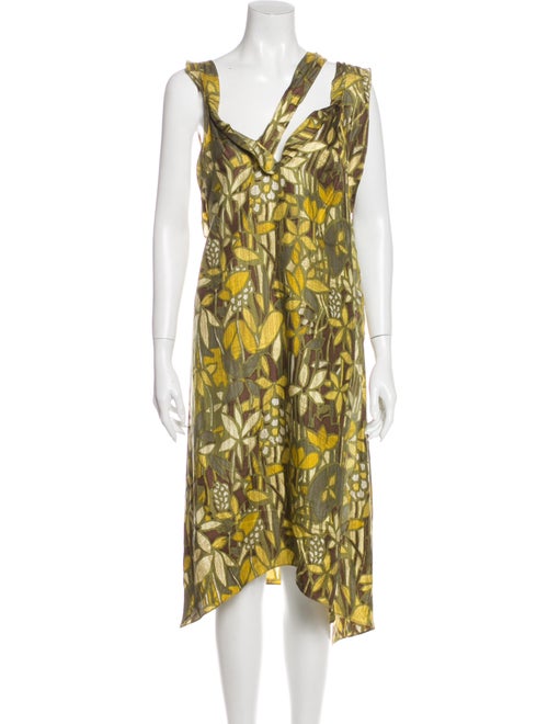 Marni Silk Midi Length Dress Green
