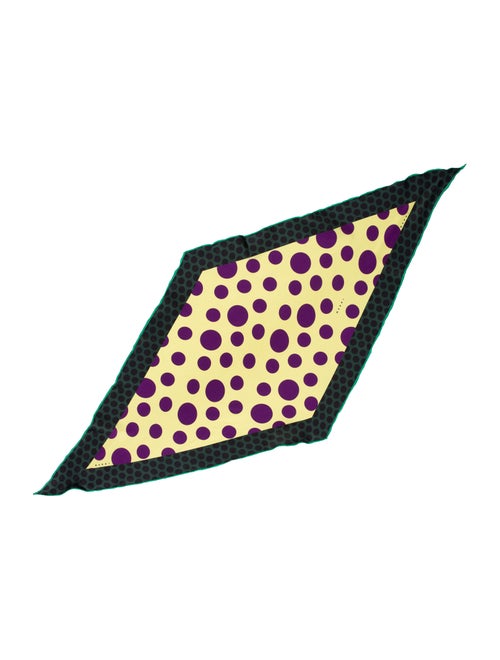 Marni Polka Dot Silk Scarf Chartreuse