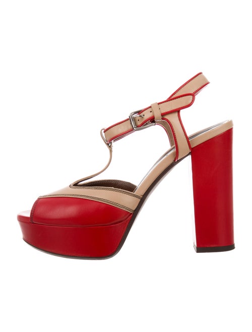 Marni Leather Colorblock Pattern T-Strap Sandals R
