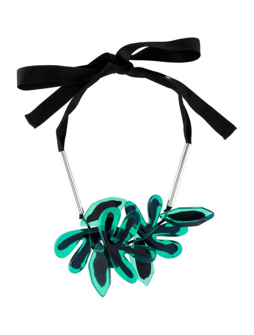 Marni Resin Leaf Collar Necklace Silver