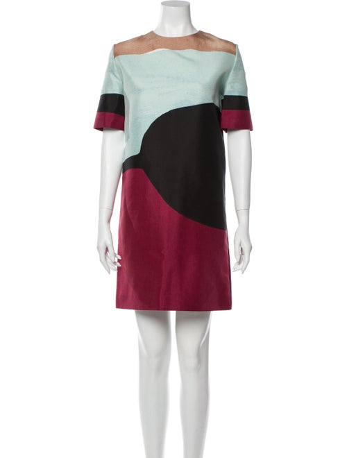 Marni Colorblock Pattern Mini Dress Blue