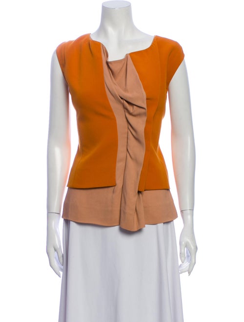 Marni Colorblock Pattern Scoop Neck Top Orange