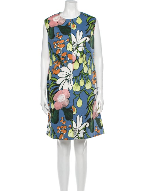Marni Floral Print Knee-Length Dress Blue