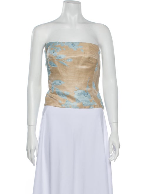 Marni Vintage Printed Crop Top Blue