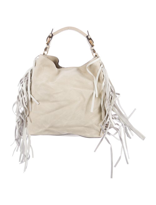 Marni Fringe-Trimmed Suede Shoulder Bag Gold
