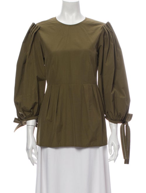Marni Crew Neck Three-Quarter Sleeve Blouse Green