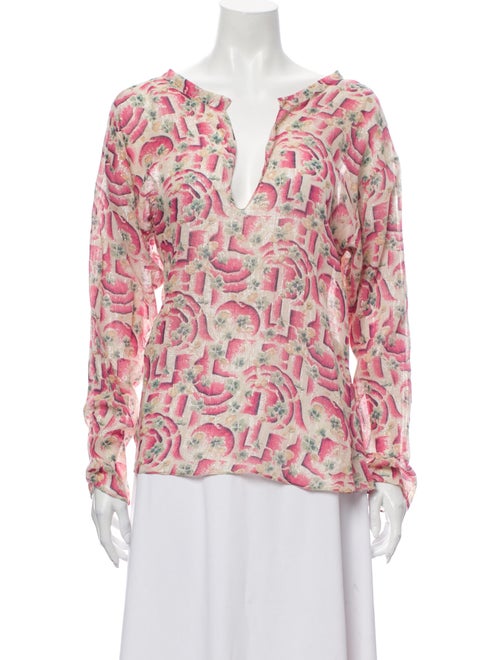 Marni Printed V-Neck Blouse Metallic