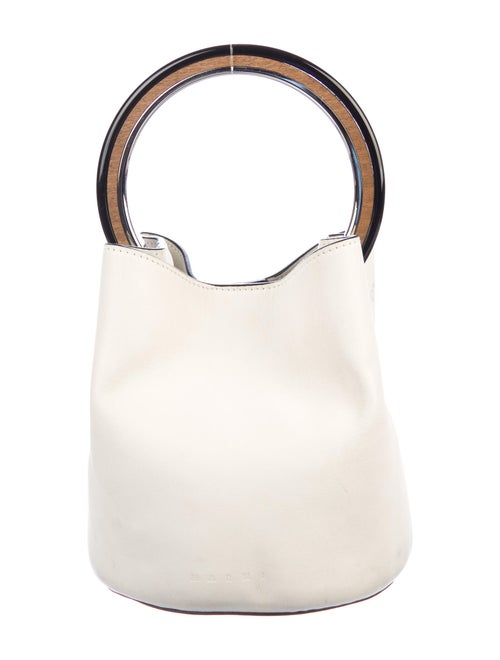 Marni Leather Pannier Bucket Bag Silver