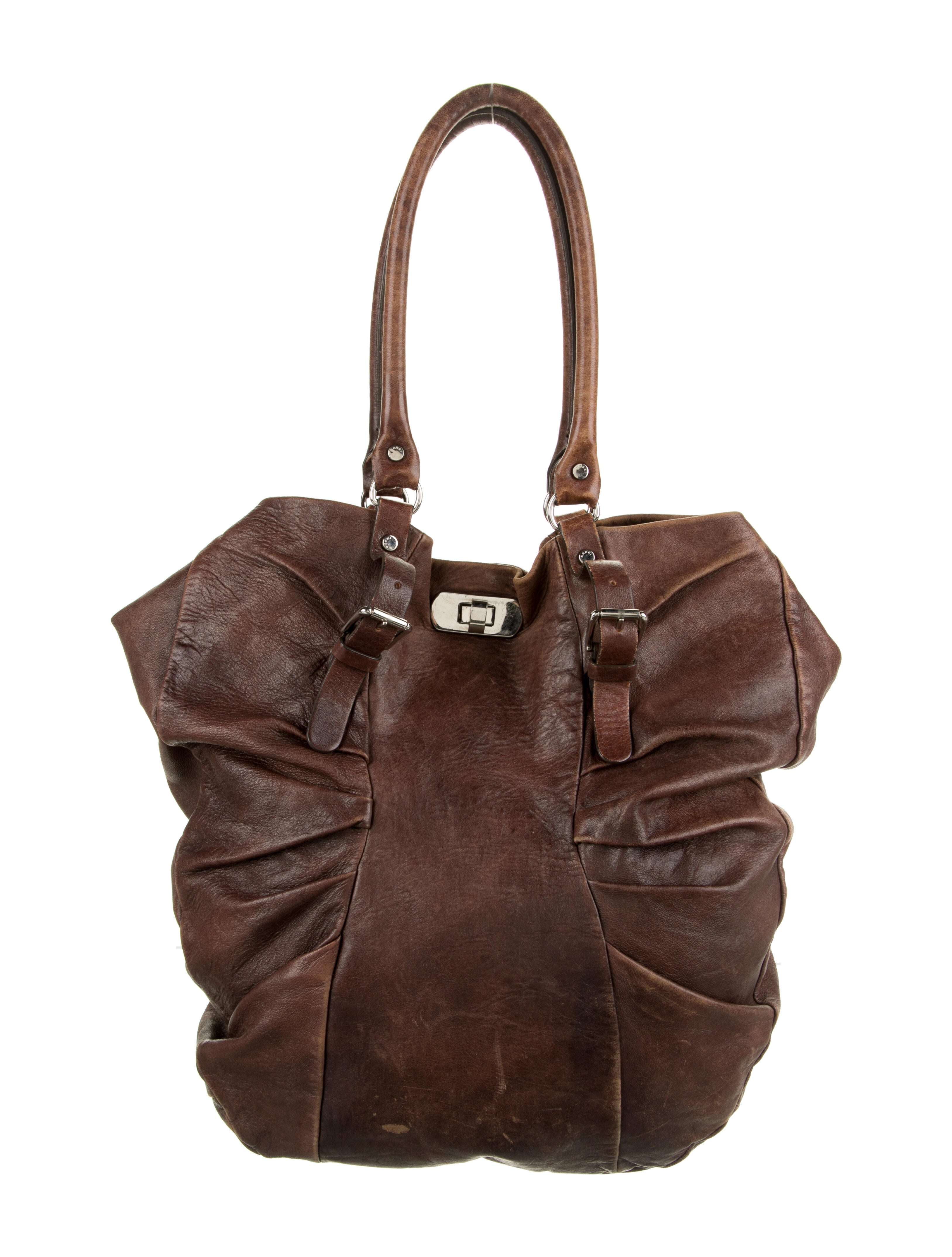 Marni Metallic Leather & Satin Shoulder Bag Brown Shoulder Bags, Handbags MAN55755 The