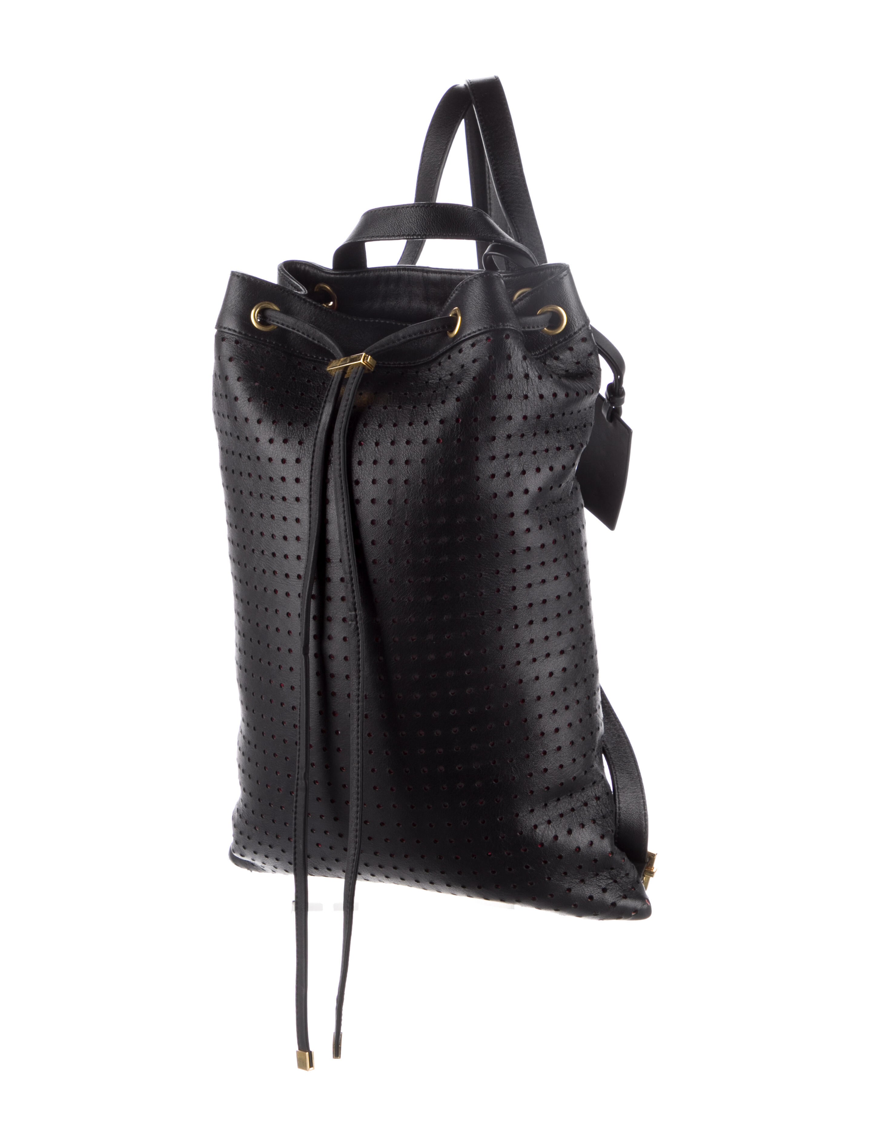 Marni Eyelet Trimmed Leather Backpack Bag Black Backpacks, Handbags