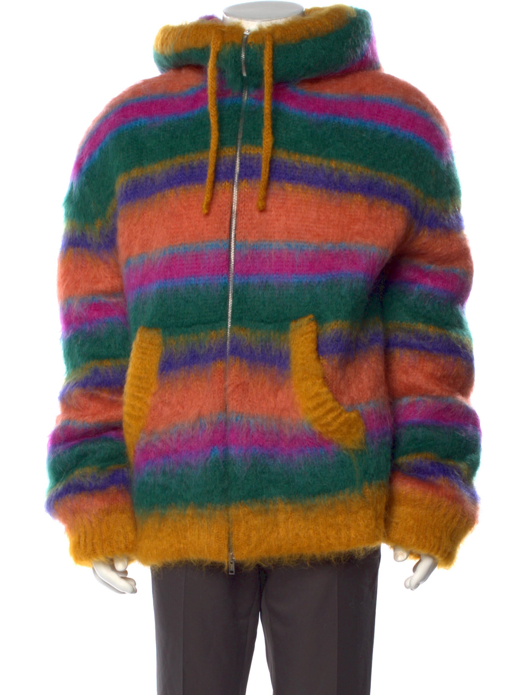 Marni Mohair Striped Hoodie - Green Sweatshirts & Hoodies