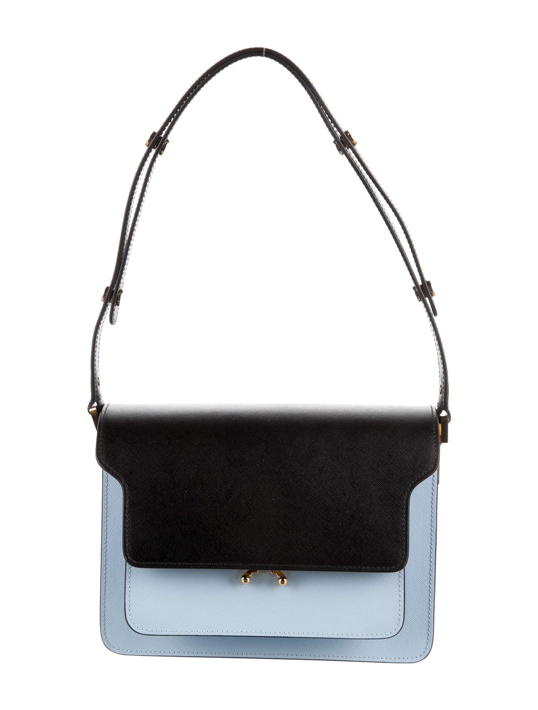 ★MARNI★Saffiano Medium Trunk Bag Grey★大人気★ Marni Saffiano Leather Medium Trunk Bag - Blue Shoulder Bags
