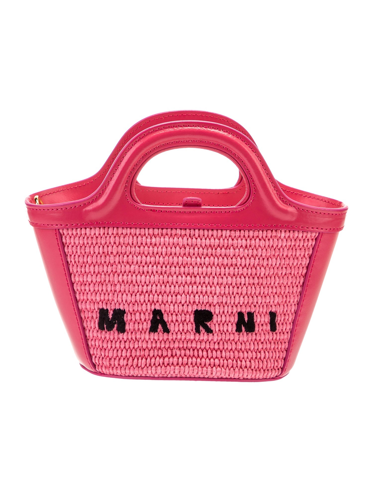 Marni Leather Trim Raffia Bucket Bag w/ Tags - Pink Bucket