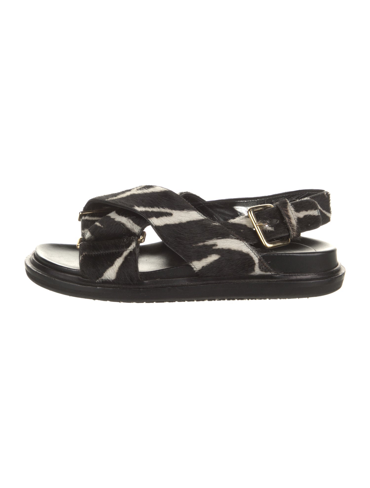 Marni Ponyhair Animal Print Slingback Sandals