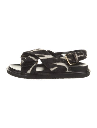 Marni Ponyhair Animal Print Slingback Sandals